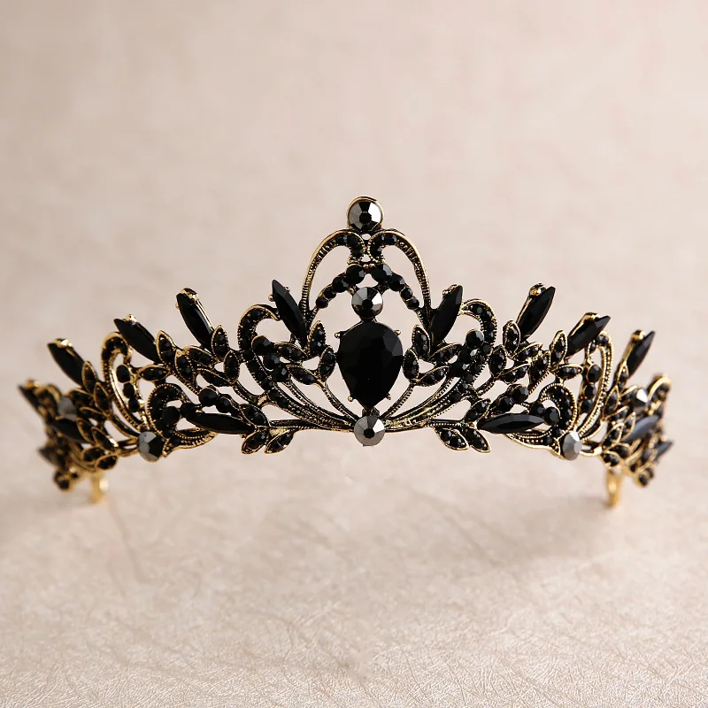 

Винтажная Корона, черная Свадебная Корона невесты, головной убор в стиле барокко, аксессуары для свадебного платья, аксессуары для фотосессии, аксессуары для волос