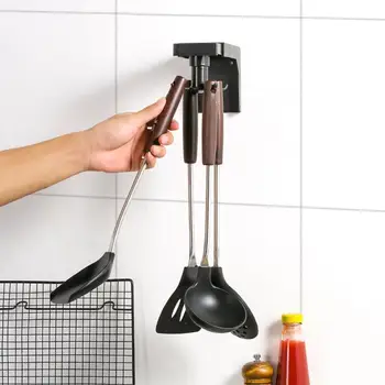 

4/6Hooks Telescopic Kitchen Shelf Storage Rack Rotate Clothes Wall Mount Hanger Assemble Kitchen Organizer