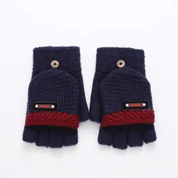 Men's Double Layer Winter Touch Screen Cashmere Knitted Gloves Wool Hand WarmThicken Skiing Short Wrist Gloves