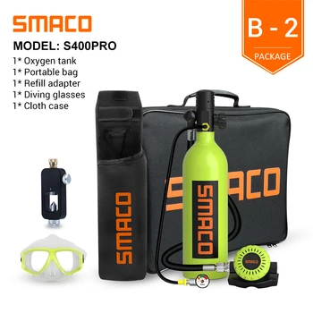 

SMACO S400Pro Scuba Diving Tank Equipment, Cylinder with 15-20 Minutes Capability,1 Litre with Refillable Design
