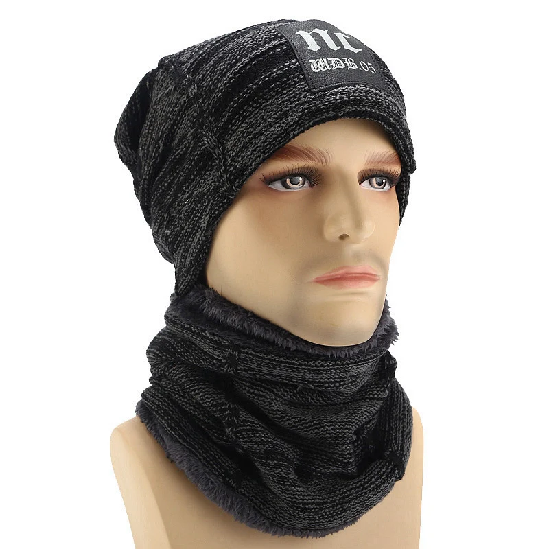 Зимние шапки для мужчин Skullies Beanie шапка зимняя шапка женский шерстяной шарф шапка s набор Детская Балаклава маска Knitted шапка вязаная шапка - Цвет: Navy
