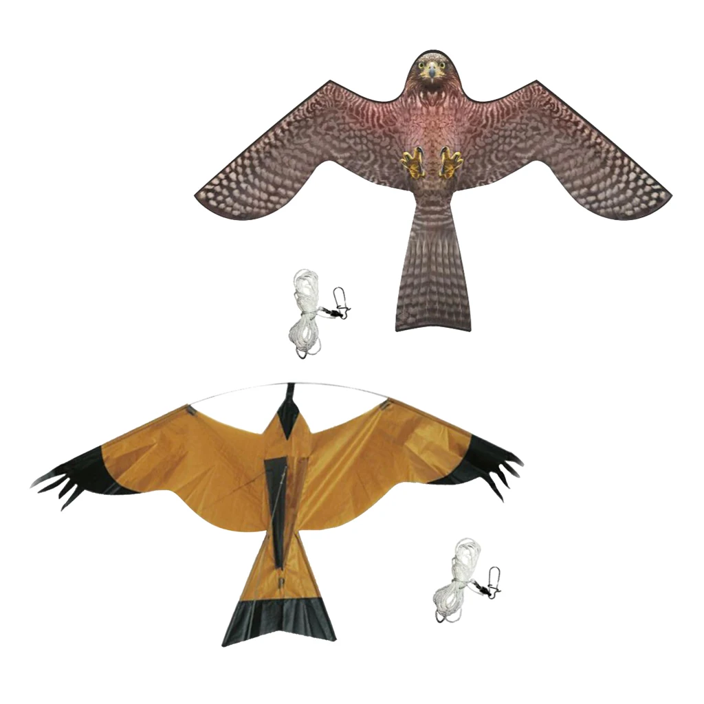 2Pcs Bird Scarer Repeller Flying Hawk Kite Kit for Garden Scarecrow Yard House Decoration
