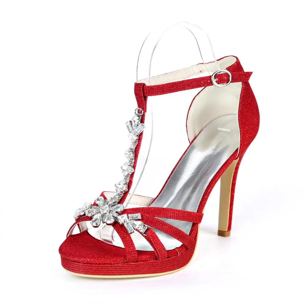 

High Heels Glitter Women Wedding Sandals for Bride Peep Toe Ankle Buckle Strap Wedding Bridal Party Dress Sandals