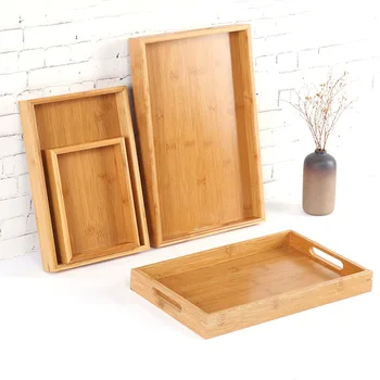 

Wooden Bamboo Serving Tray Kung Fu Tea Cutlery Trays Storage Pallet Fruit Plate Decoration Japanese Food Rectangular Plates