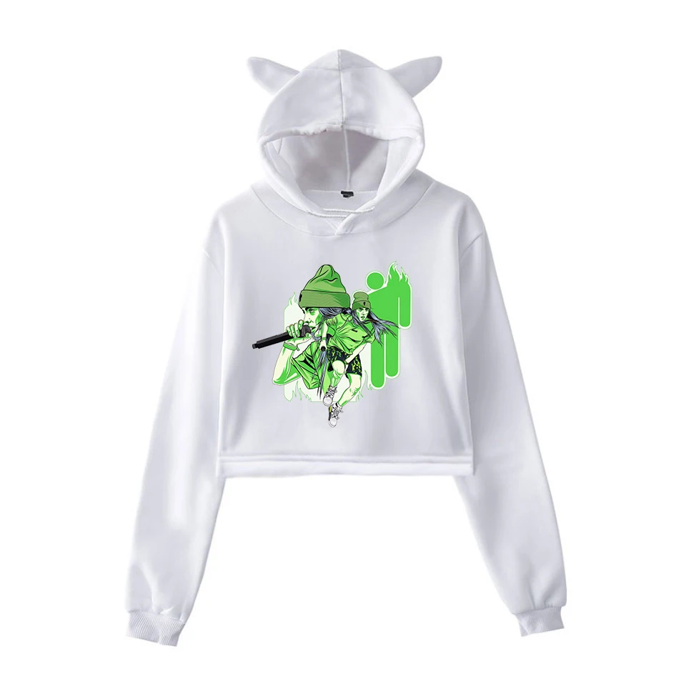 Кроп толстовки кофты Billie Eilish Harajuku толстовки свитшоты для женщин Bluzy Damskie Розовый пуловер уличная Толстовка - Цвет: 902-JX-billie  8