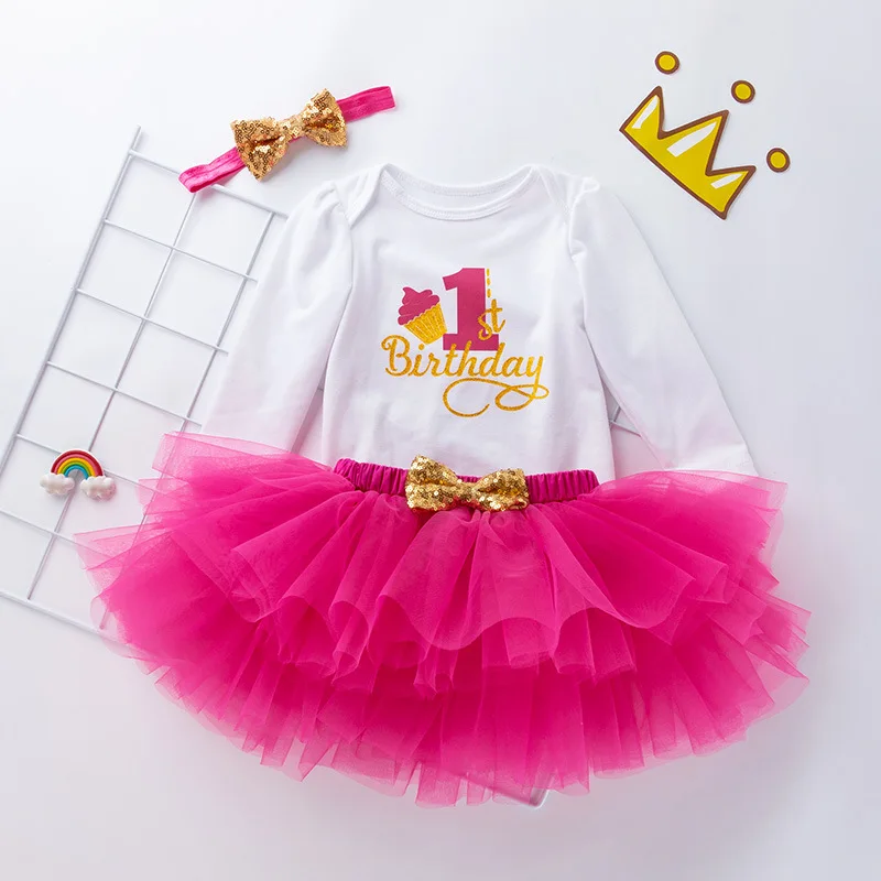 

2018 Autumn And Winter New Style Infants Long Sleeve Birthday-Romper Color Four Layer Skirt Wearing Set