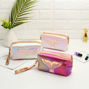 

Mermaid Laser Cosmetic Bags Flap Holographic Women Men Travel Wash Storage Bags Organizer Makeup Cases Beauty Toiletry Kit Wash