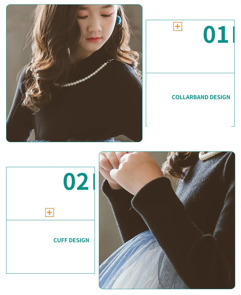 2019 Children's Knit Sweater Patchwork Dress Autumn Winter Knitted Baby Girls Dresses Teenage Kids Evening Dresses Long Sleeve (5)