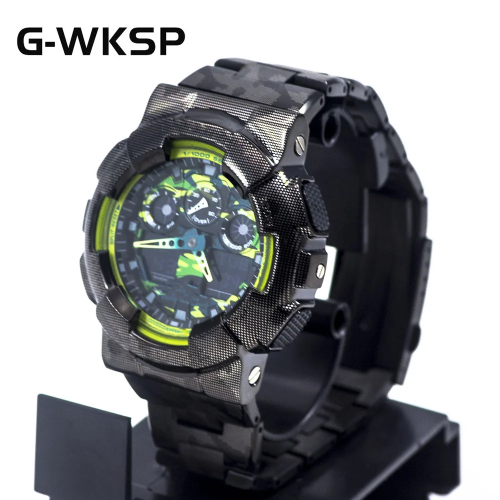GA100 новый черный камуфляж 316L из нержавеющей стали ремешок для часов
