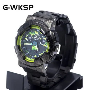 

GA100 New Arrival Black Camouflage 316L Stainless Steel Watchband Bezel/Case Strap Watch Set