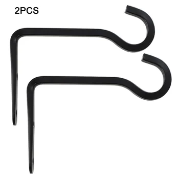 

2pcs Wrought Iron Wall Hangers Garden Balcony Wall-Mounted Hanging Lantern Hanger Plant Flower Pot Rust-Proof Hooks