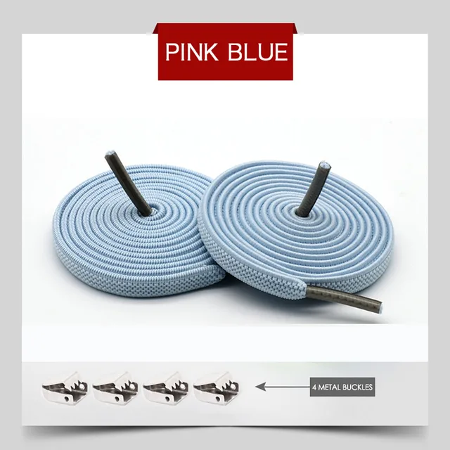 Elastic Shoelaces No Tie Shoe laces Outdoor Leisure Sneakers Quick Safety Flat Shoe lace Kids And Adult Unisex Lazy laces 1 Pair Pink blue
