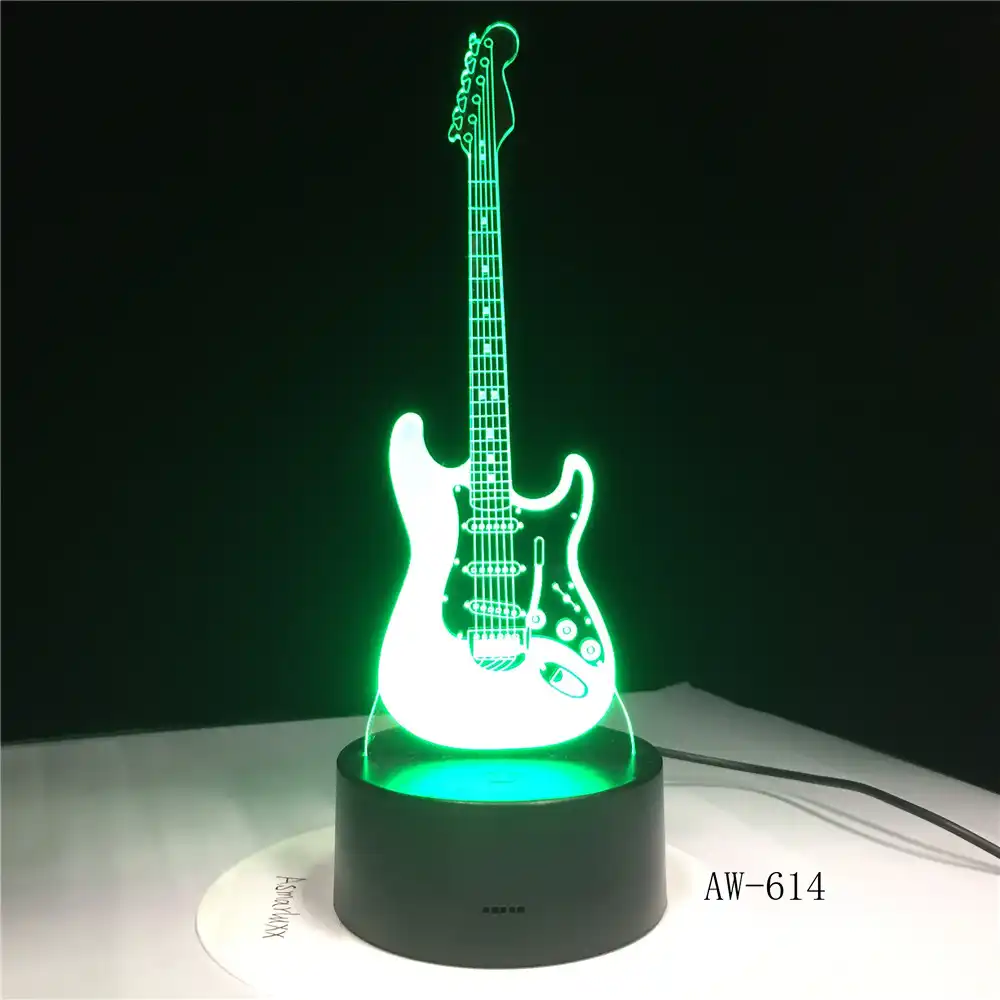 Led Electric Guitar Lamp
 - 3d Light Electric Guitar Illusion Lamp Led 7 Colors Changing Usb Touch Sensor Desk Light Night Lamp Friends Gift Office L Aw 614 Aliexpress