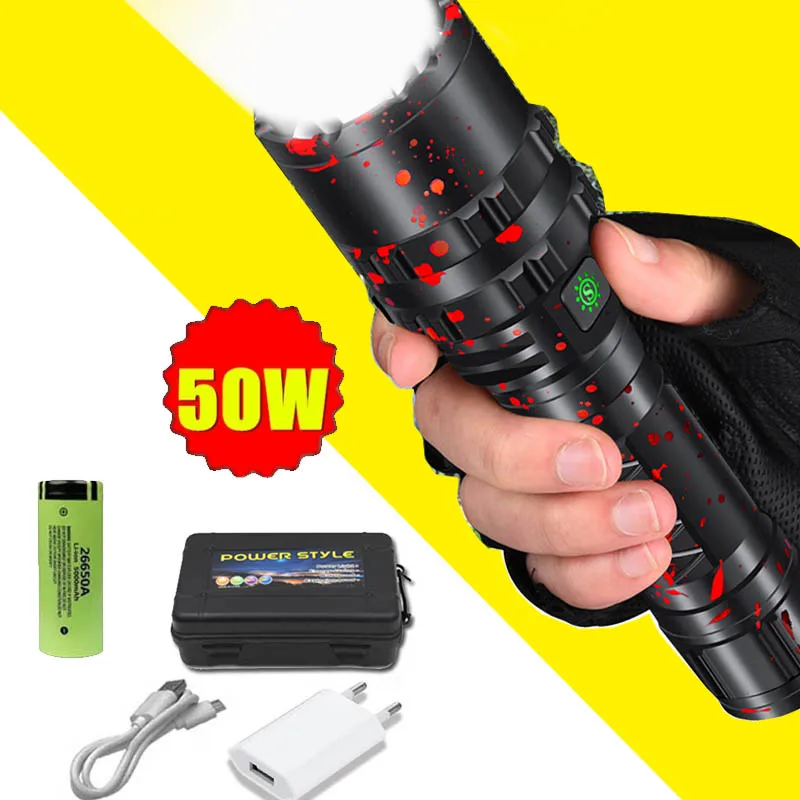 

High Power XHP50.2 LED Flashlight Xlamp Aluminum Hunting L2 Waterproof Torch Light Powerful Lanterna Use 18650 26650 Battery