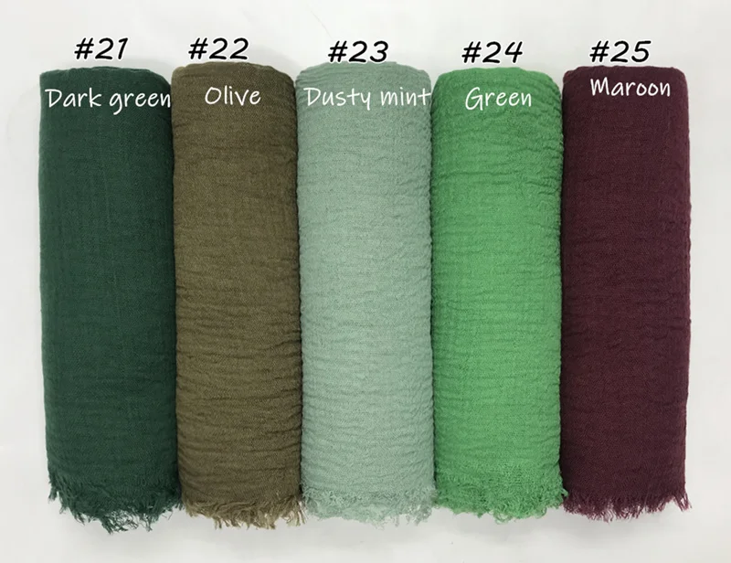 number 21-25 color 50 шт./партия) женский Макси Твердый Шарф пузырьковый простой мусульманский хиджаб шарфы пашмины фуляр шали бандана модный головной платок большие обертывания - Цвет: number 21-25 color