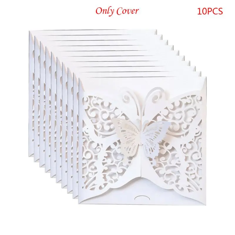  10pcs/set Laser Cut Butterfly Invitations Cards Cover Kits For Wedding Bridal Shower Birthday Anniv - 4.00036E+12