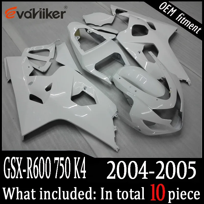 Заказной обтекатель для GSX-R600750 K4 2004-2005 ABS Пластиковый обтекатель двигателя комплект литья под давлением белый+ подарки