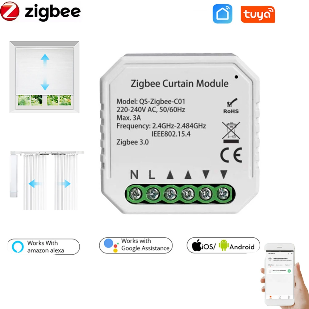 Módulo de interruptor inteligente Tuya Zigbee/cortina con wifi, herramienta de bricolaje para Control de voz de Motor ciego, para aplicación para hogares Alexa y Google