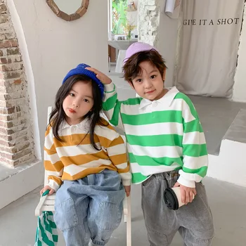 

2020 Autumn Fashion Baby Boys And Girls Sweatshirt Clothes Children Sweatshirts Cotton Long Sleeves Kids Striped Sweatshirt