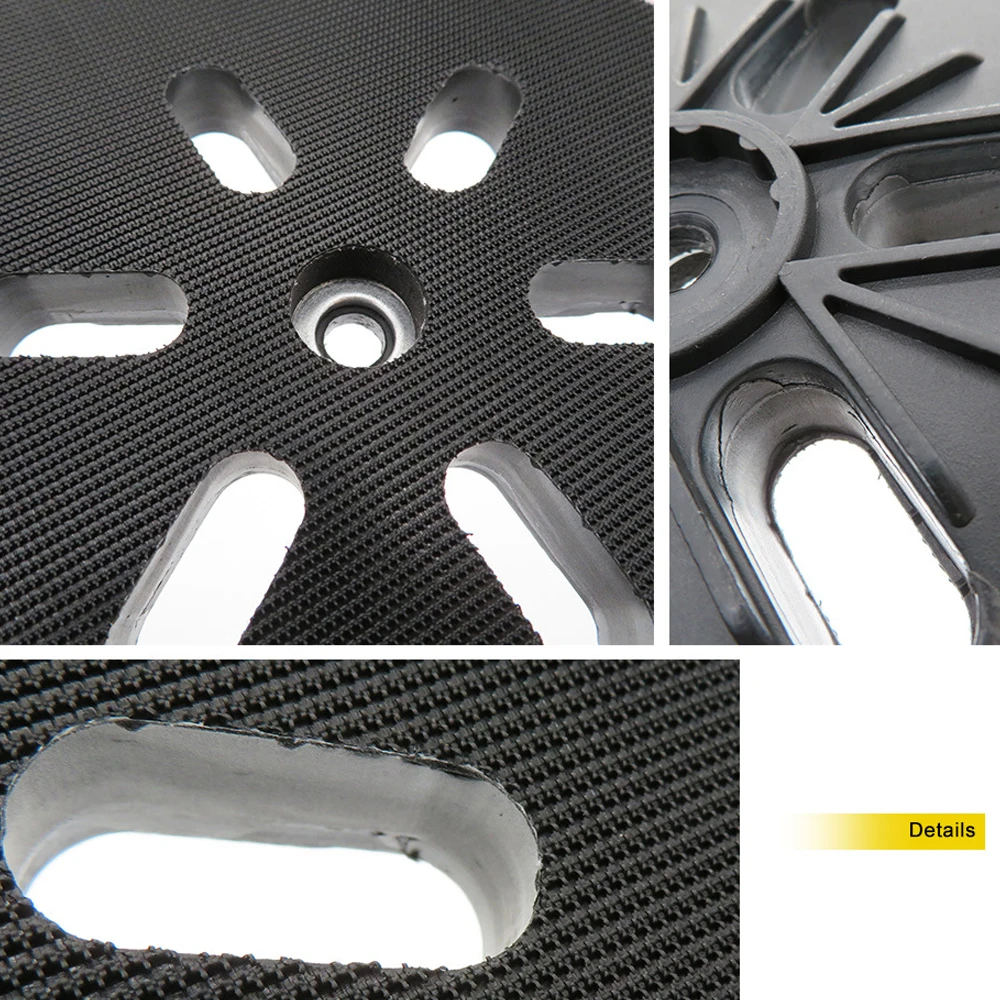 

1 PC Black 6'' 6 Hole Black Sanding Pad Stainless Steel Plastic Diameter 150mm Thread M8 Hole 6 Holes