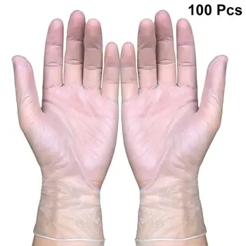 

100pcs/Box Disposable Gloves Transparent Gloves Hand Protective Gloves Food Baking Mitten For Industrial Labor Gardening Beauty