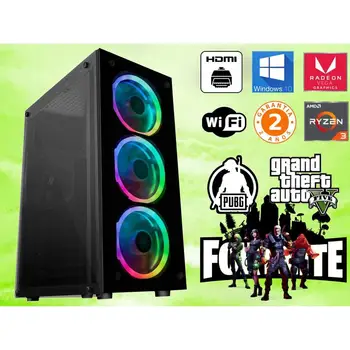 

-PC Gaming-Ryzen 3 2200G-8 hard gb/16 hard gb RAM-500 hard gb/1 TB HDD-120/ 240 hard gb SSD-GPU: RADEON RX VEGA 8-WINDOWS 10-2 YEARS WARRANTY-