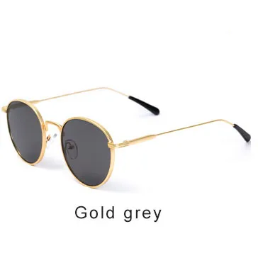 gold and grey Круглые мужские Солнцезащитные очки женские брендовые дизайнерские роскошные классические уличные металлические солнцезащитные очки для женщин UV400 Oculos De Sol Gafas 2038 - Цвет линз: gold and grey