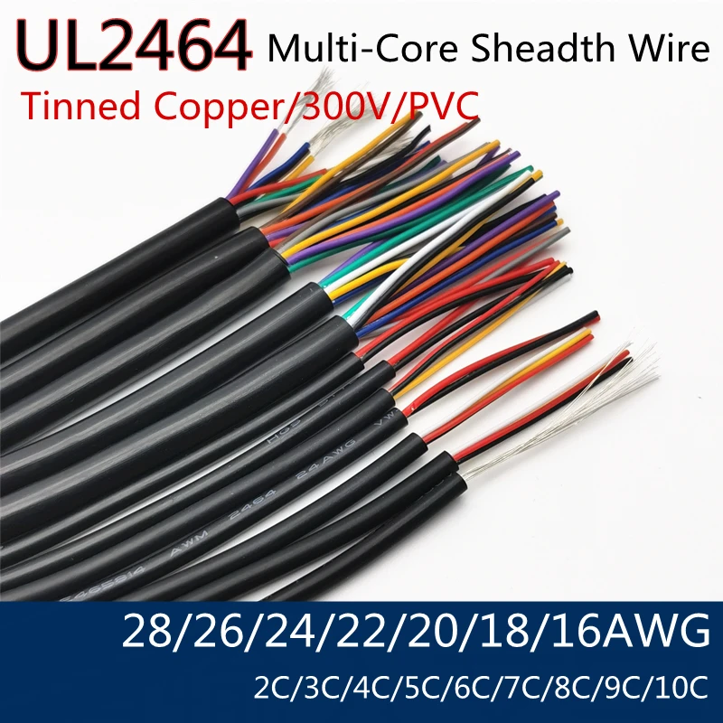 UL2464 Soft Flexible Signal Control Cable 20AWG Wire 2/3/4/5/6-Core Black Sheath 