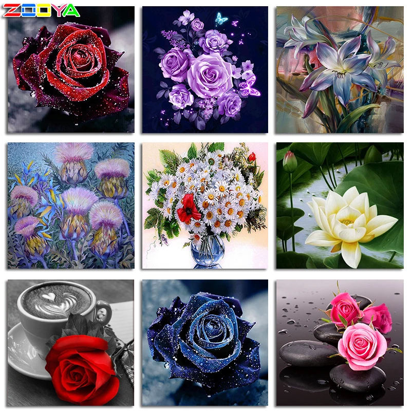 

Round Diamond Painting 5D Embroidery Diamond Mosaic Pattern Rhinestone Painting Needlework Mosaic Red Rose Sticky Dew Hobby R360