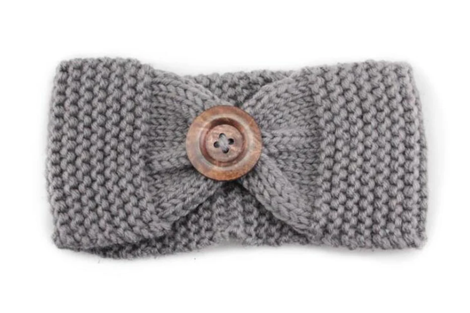 KHGDNOR Wool Knitted Hairband Winter Warm Fashion Button Cross Headband Solid Color Elastic Head Band for Women Girls