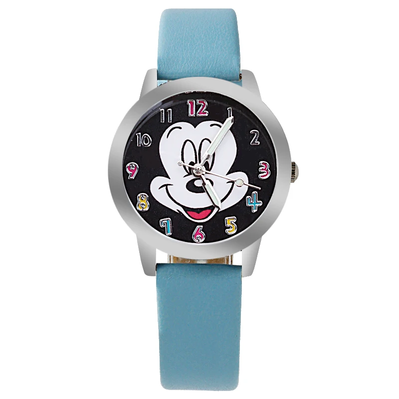 Cute cartoon quartz wristwatch children leather Ladies watch women watches kid boy girls relojes Luminous pointer