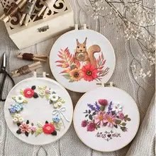 Kit de bordado com círculo para matar tempo, bordado de bordado, kits de ponto cruz, bordado para iniciantes, arte diy costura artesanal cd