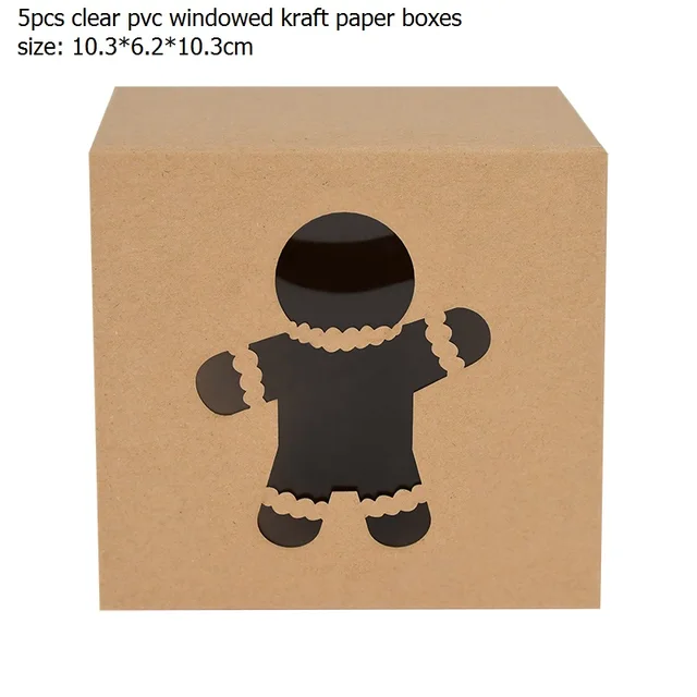 5pcs Santa Claus Snowman Paper Boxes Printed Green Red Candy Cookie Box Christmas Festival Party Supplies Kids Favor Gift Bags B05