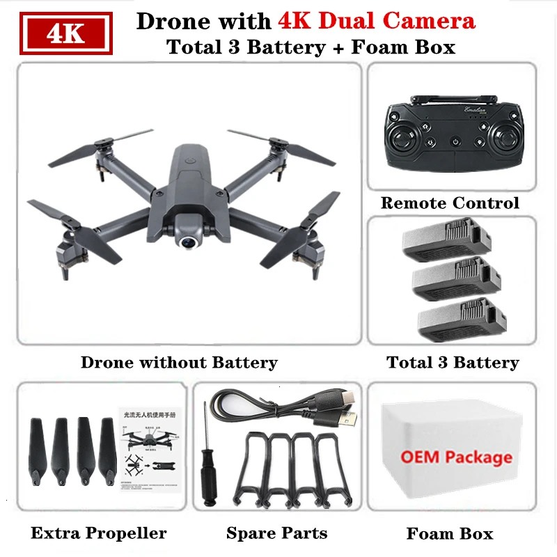 Радиоуправляемый Дрон Квадрокоптер с 4K HD WiFi FPV камера с высоким режимом удержания Квадрокоптер складной рычаг Вертолет VS E58 M69 SG106 игрушечный Дрон - Цвет: 4K-Dual Camera-3