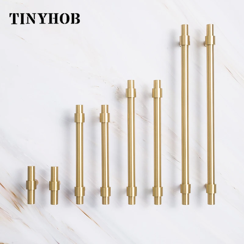 Solid Brass Knob and Handle T Shape Cabinet/Bookcase Handles Satin Brass Golden Drawer Pull Nordic Furniture Handles Furniture Handles