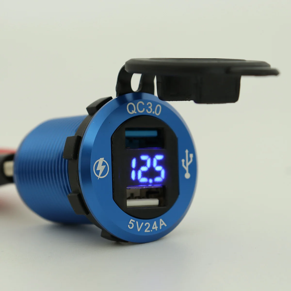 QC3.0 гнездо для автомобильного прикуривателя Мощность-адаптер 12 V-24 V Dual USB Автомобильное зарядное устройство Зарядное устройство Мощность-адаптер розетки и светодиодный Дисплей для автомобилей класса RV лодка