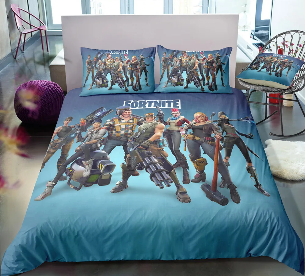 

Fortnite Duvet Cover Pillowcase Bedding Set Fortress Night Printed Game Figure Quilt Cover Pillow Case Bed Sets for Home Decor