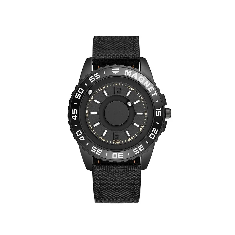 Black Black Canvas EUTOUR часы для женщин и мужчин, кварцевые часы с магнитным шариком, парные часы со стальным холщовым кожаным ремешком, унисекс, инновационные наручные часы - Цвет: Black Black Canvas