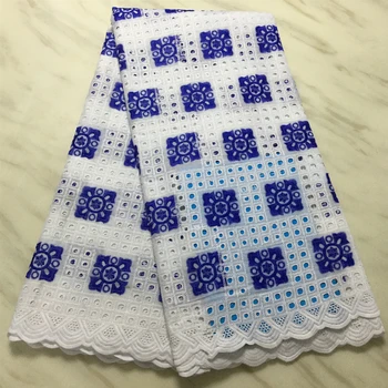 

Best Selling Royal Blue Wax Lace Fabric 2020 High Quality White Nigerian African Laces Fabric Holes Design For Dress Sewing