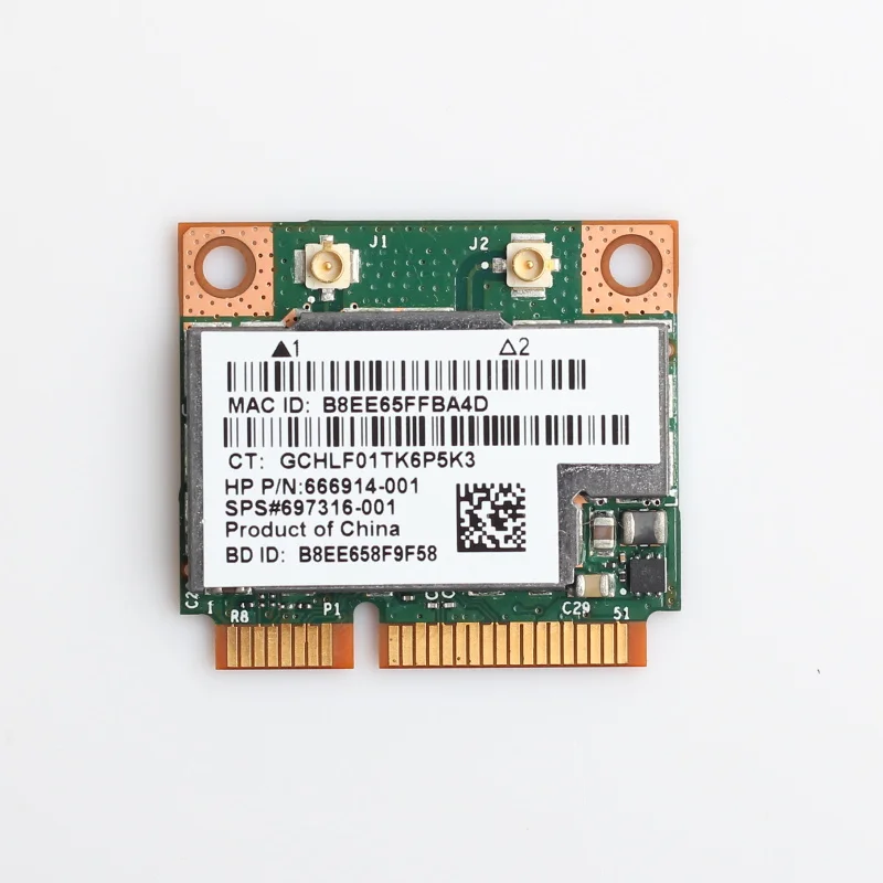 

AzureWave Broadcom BCM943228HMB 802.11a/b/g/n DualBand 300M BT4.0 Half Wifi Card Wireless Bluetooth 4.0 Half MINI pci-e Card