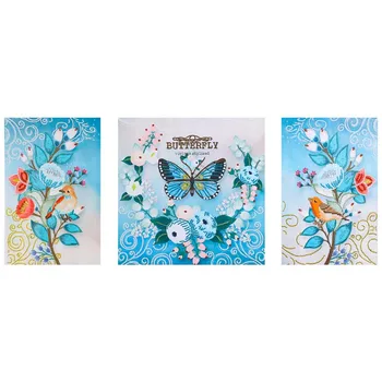 

DIY Diamond Painting 5D Round Diamond Embroidery Flower, Bird And Butterfly Triptych, Cross Stitch, Special-Shaped Rhinestones