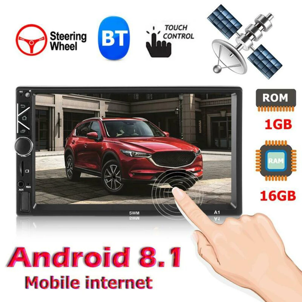 Gps Navi Wi-Fi Android 8,1 автомобильный стерео gps Navi MP5 плеер двойной 2Din Wi-Fi 7 дюймов 4 ядра BT с 4LED Cam