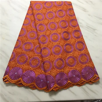 

wholesale price orange African Dry Cotton Voile Lace With Stones High Quality Swiss Voile Lace In Switzerland FP1013