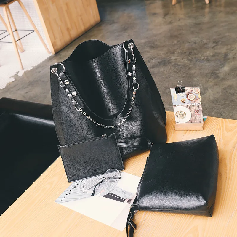 

2019 New Style WOMEN'S Bag Different Size Bags Three-piece Set Women's Handbag Big Bag Korean-style Versatile Crossbody Bag Fash