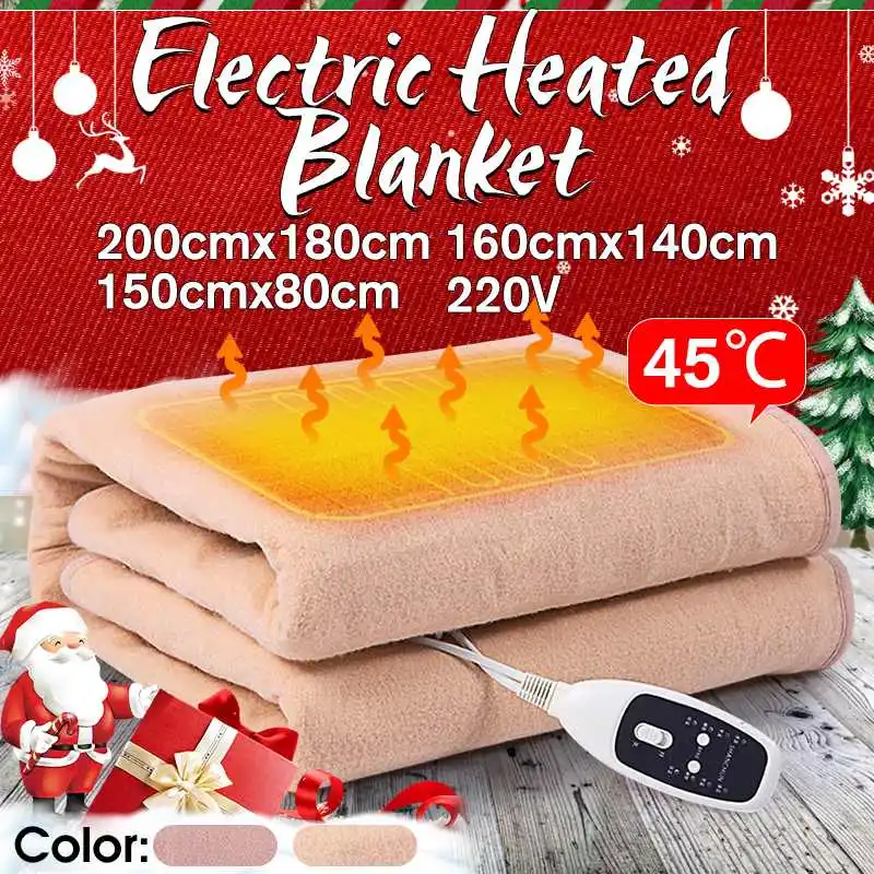 

Waterproof Electric Blanket Single Double 220V Electric Heated Blanket Mat 4 Files Dormitory Bedroom Heating Carpet