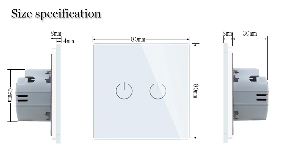 白色二路开关尺寸图