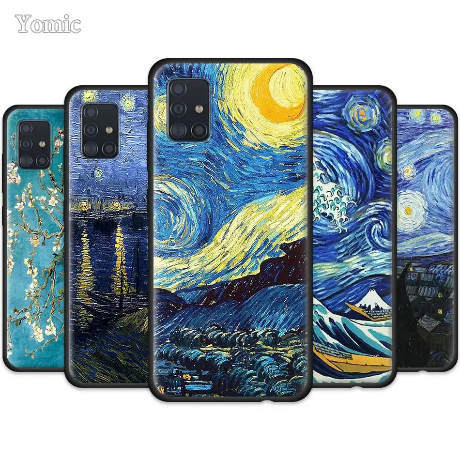Van Van Gogh Voor Samsung Galaxy A51 A71 A50 A21s S20 Fe S21 Ultra A31 A10 A20e A70 Zwart Soft Cover|Telefoonbumper| - AliExpress