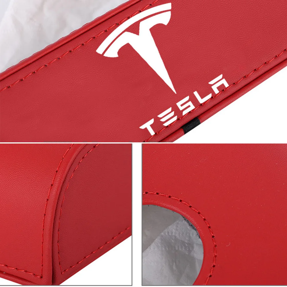 Автомобильный тканевый ящик для Tesla модель 3 модель S модель X Авто Tesla логотип печать подлокотник из искусственной кожи коробка кожаный тканевый чехол аксессуары для интерьера