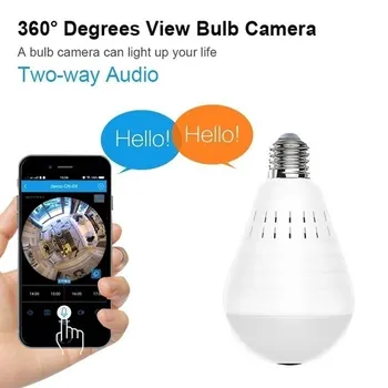 

960P Fisheye Bulb Light Camera 1.3MP 360 Degree Panoramic Home Security Wireless WiFi IP Camera CCTV LED Lamp Camera 1.44mm
