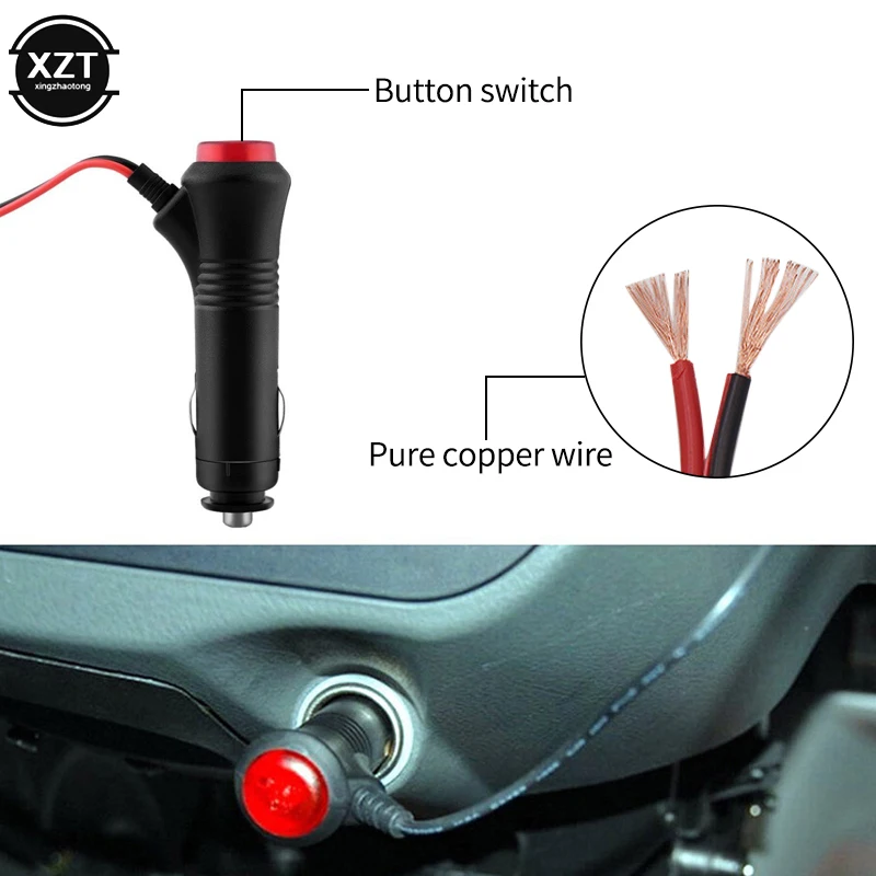 12V 24V кабель подключения ко входу AUX аудиосистемы автомобиля мотоцикла автомобиля гнездо для автомобильного прикуривателя с разъемом для подключения к переключатель вкл./выкл. 1,5 м универсальный разъем Переключатель